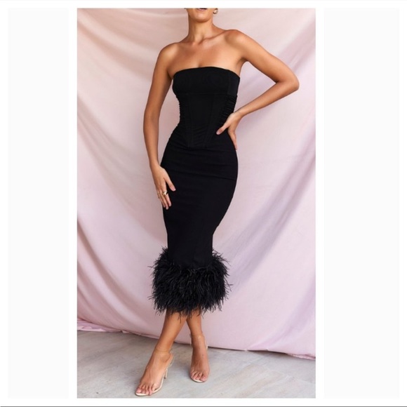 HOUSE OF CB 'Fionula' Black Strapless Corset Dress NWOT - Picture 3 of 16